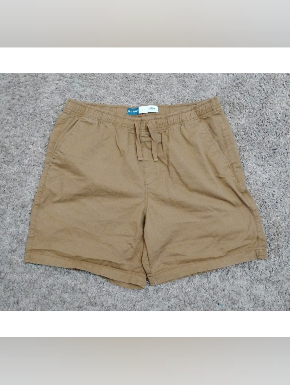 Old Navy Men's L Built-In Flex Jogger Shorts Khaki Tan Drawstring Elastic Waist